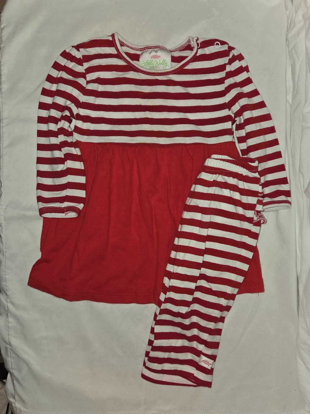 Lolly Wolly Doodle Red Stripe Kids Shirt And Pant Set SZ 12 -18M